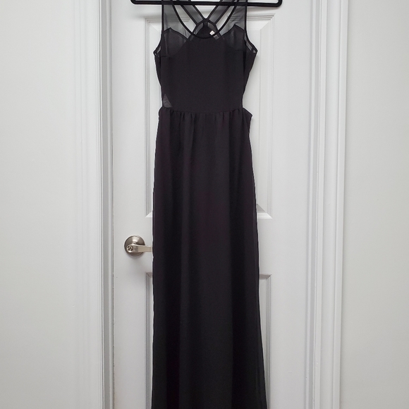 ZARA TRAFALUC BLACK SIDE CUTOUT MAXI DRESS - SIZE XS - Picture 2 of 4